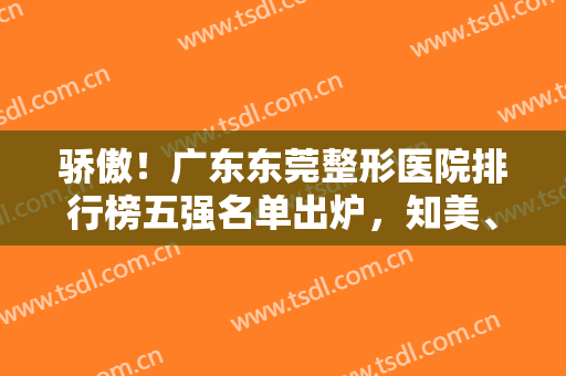 骄傲！广东东莞整形医院排行榜五强名单出炉，知美、韩美被评“双厉害”！