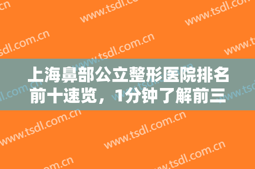 上海鼻部公立整形医院排名前十速览，1分钟了解前三甲口碑审美各不同！