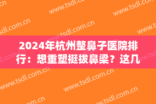 2024年杭州整鼻子医院排行：想重塑挺拔鼻梁？这几家医院能祝你圆梦！(杭州鼻整形专家)