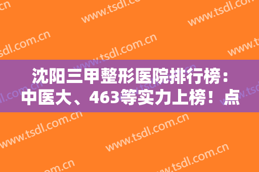沈阳三甲整形医院排行榜：中医大、463等实力上榜！点击一下，靠谱医院等你来选