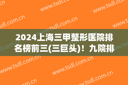 2024上海三甲整形医院排名榜前三(三巨头)！九院排第几？