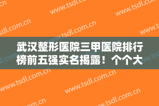 武汉整形医院三甲医院排行榜前五强实名揭露！个个大,权威,知名优势明X