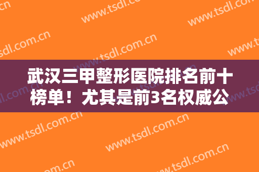 武汉三甲整形医院排名前十榜单！尤其是前3名权威公立！去过没有不说好