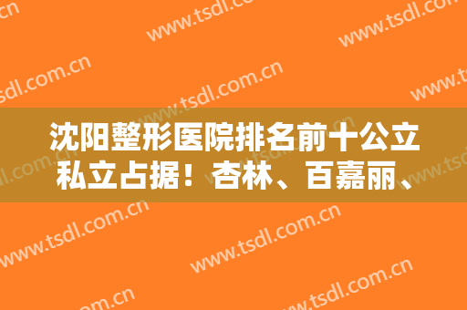 沈阳整形医院排名前十公立私立占据！杏林、百嘉丽、元辰等携价格区间来袭！