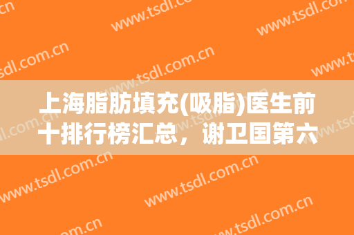 上海脂肪填充(吸脂)医生前十排行榜汇总，谢卫国第六！前三总结到位