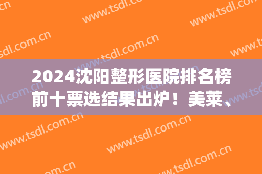2024沈阳整形医院排名榜前十票选结果出炉！美莱、杏林等知名度高！(2024沈阳公立医院整形外科排名)