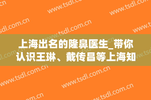 上海出名的隆鼻医生_带你认识王琳、戴传昌等上海知名医生