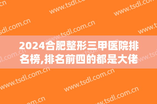 2024合肥整形三甲医院排名榜,排名前四的都是大佬机构(合肥整形医院三甲医院)