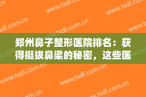 郑州鼻子整形医院排名：获得挺拔鼻梁的秘密，这些医院来教你(郑州排名第一的做鼻子医院)