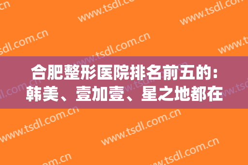 合肥整形医院排名前五的:韩美、壹加壹、星之地都在榜上(合肥整形医院排行)