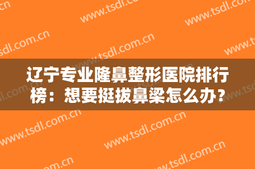 辽宁专业隆鼻整形医院排行榜：想要挺拔鼻梁怎么办？这五家医院来助您圆梦！