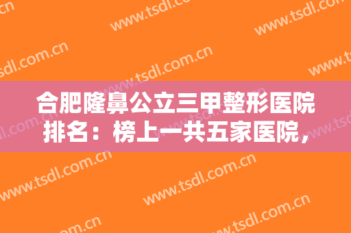 合肥隆鼻公立三甲整形医院排名：榜上一共五家医院，都是精品之选，不妨一起来看看吧！