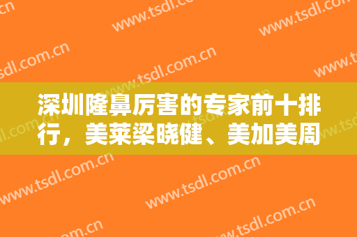 深圳隆鼻厉害的专家前十排行，美莱梁晓健、美加美周斌等，实力与技术的双向奔赴！