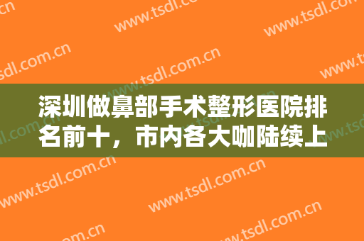 深圳做鼻部手术整形医院排名前十，市内各大咖陆续上榜，价格区间发布！
