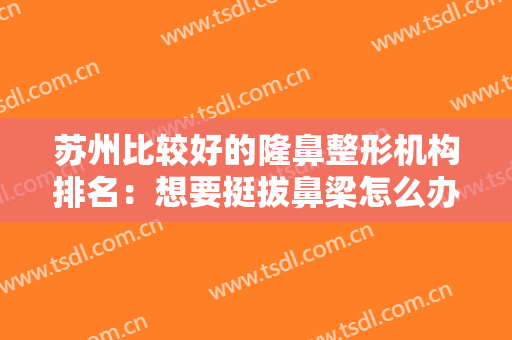 苏州比较好的隆鼻整形机构排名：想要挺拔鼻梁怎么办？这些医院推荐给您！