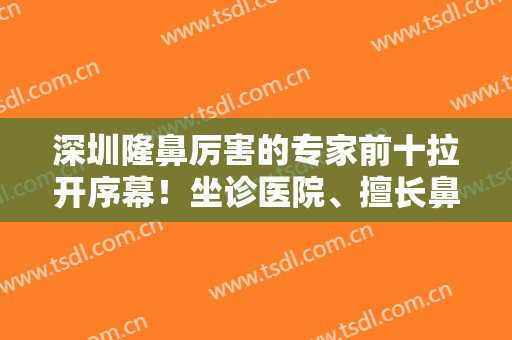 深圳隆鼻厉害的专家前十拉开序幕！坐诊医院、擅长鼻型等多方面深入查！