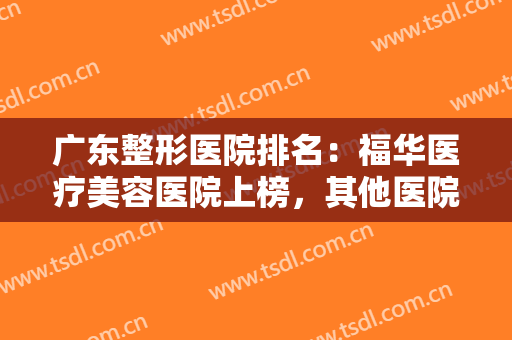 广东整形医院排名：福华医疗美容医院上榜，其他医院你全部都认识吗？