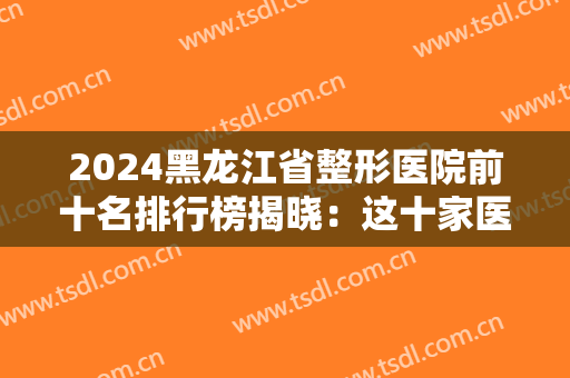2024黑龙江省整形医院前十名排行榜揭晓：这十家医院助您的整形之路更加通畅！
