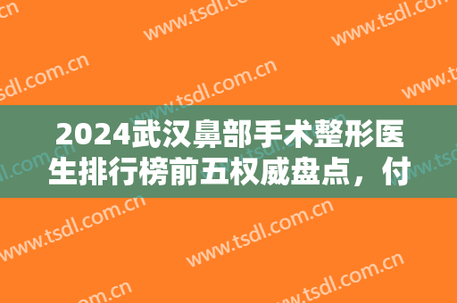 2024武汉鼻部手术整形医生排行榜前五权威盘点，付俊俐入围！网友热捧