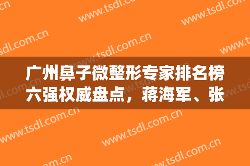 广州鼻子微整形专家排名榜六强权威盘点，蒋海军、张金明榜上有名！(微整形 鼻子)