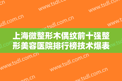 上海微整形木偶纹前十强整形美容医院排行榜技术爆表！上海力新皮肤科诊所网友强烈推荐这几位