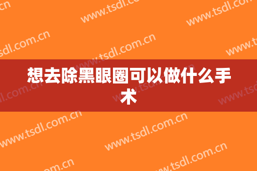 想去除黑眼圈可以做什么手术