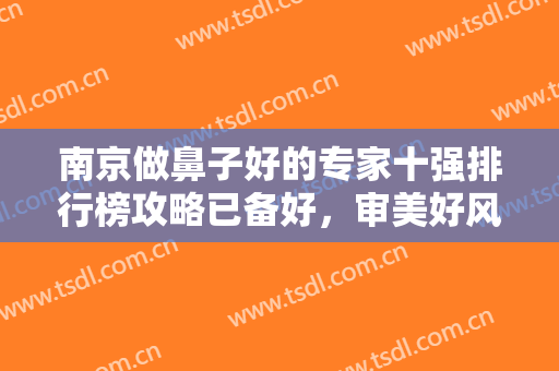 南京做鼻子好的专家十强排行榜攻略已备好，审美好风格多样真香预警
