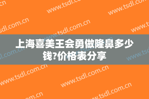 上海喜美王会勇做隆鼻多少钱?价格表分享