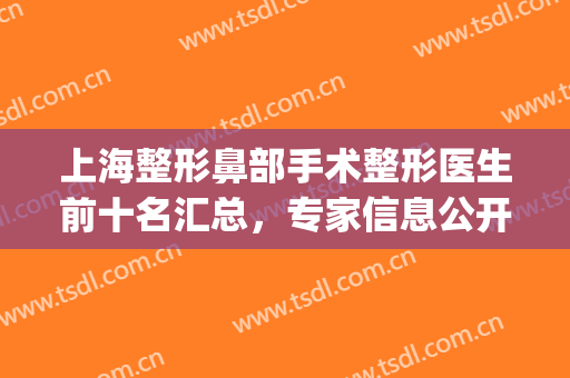 上海整形鼻部手术整形医生前十名汇总，专家信息公开(上海最有名鼻子整形专家)