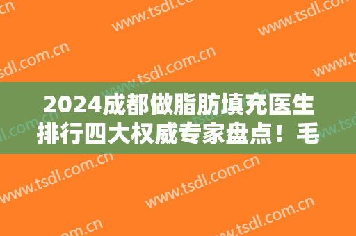 2024成都做脂肪填充医生排行四大权威专家盘点！毛健清、邓东伟口碑技术领衔