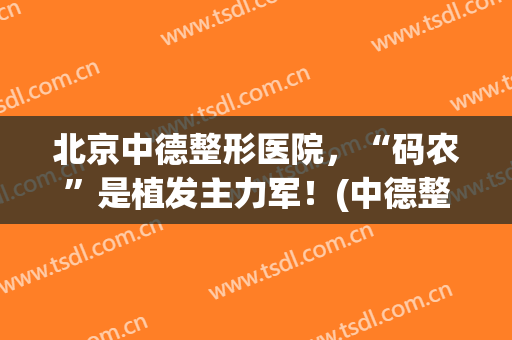 北京中德整形医院，“码农”是植发主力军！(中德整形植发待遇怎么样)