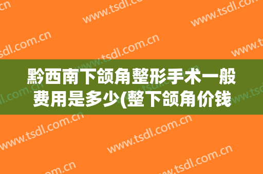 黔西南下颌角整形手术一般费用是多少(整下颌角价钱)