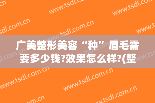 广美整形美容“种”眉毛需要多少钱?效果怎么样?(整眉毛大概多少钱)