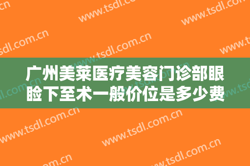 广州美莱医疗美容门诊部眼睑下至术一般价位是多少费用?需要多久恢复?