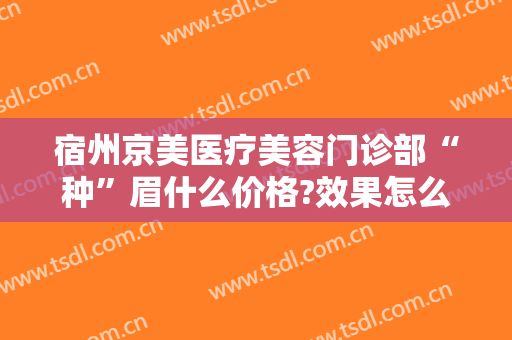 宿州京美医疗美容门诊部“种”眉什么价格?效果怎么样?