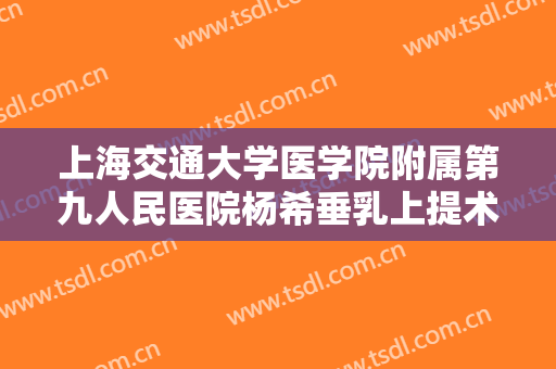 上海交通大学医学院附属第九人民医院杨希垂乳上提术大楷需要多少钱?效果怎么样?