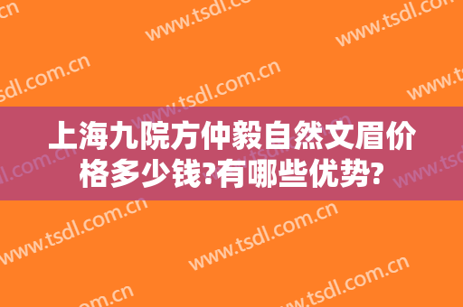 上海九院方仲毅自然文眉价格多少钱?有哪些优势?