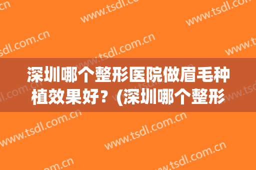 深圳哪个整形医院做眉毛种植效果好？(深圳哪个整形医院做眉毛种植效果好呢)