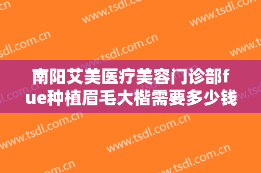 南阳艾美医疗美容门诊部fue种植眉毛大楷需要多少钱?好不好?