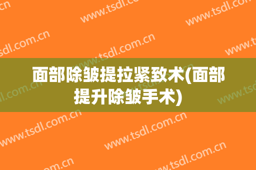 面部除皱提拉紧致术(面部提升除皱手术)