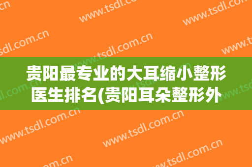 贵阳最专业的大耳缩小整形医生排名(贵阳耳朵整形外科)