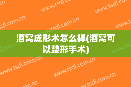酒窝成形术怎么样(酒窝可以整形手术)