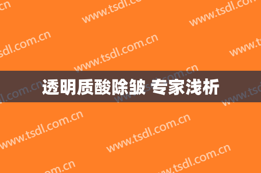 透明质酸除皱 专家浅析