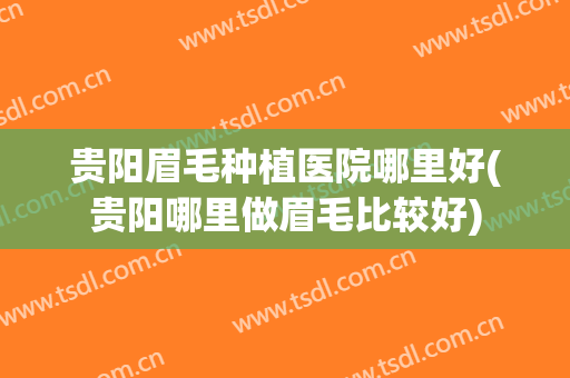 贵阳眉毛种植医院哪里好(贵阳哪里做眉毛比较好)