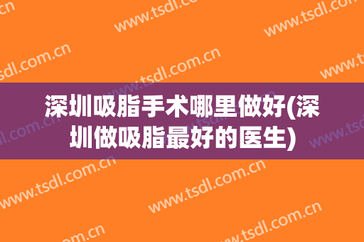 深圳吸脂手术哪里做好(深圳做吸脂最好的医生)