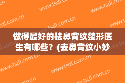 做得最好的祛鼻背纹整形医生有哪些？(去鼻背纹小妙招)