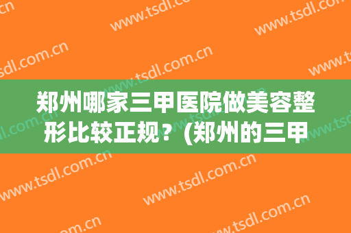 郑州哪家三甲医院做美容整形比较正规？(郑州的三甲医院哪个整容好)