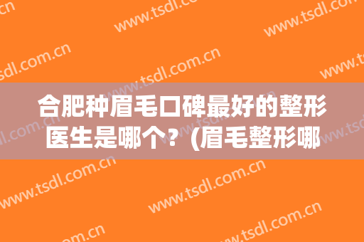 合肥种眉毛口碑最好的整形医生是哪个？(眉毛整形哪里好)