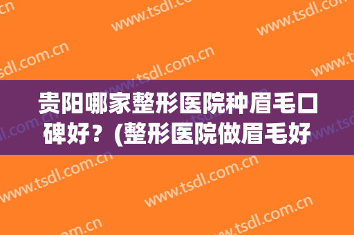 贵阳哪家整形医院种眉毛口碑好？(整形医院做眉毛好吗)