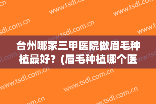 台州哪家三甲医院做眉毛种植最好？(眉毛种植哪个医院比较好)